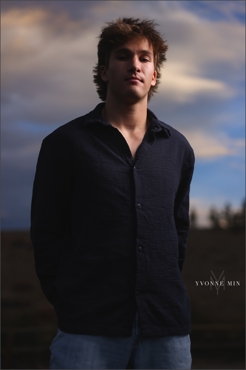 A senior picture shot with OCF of a high school student from Northfield High School taken by Yvonne Min Photography.